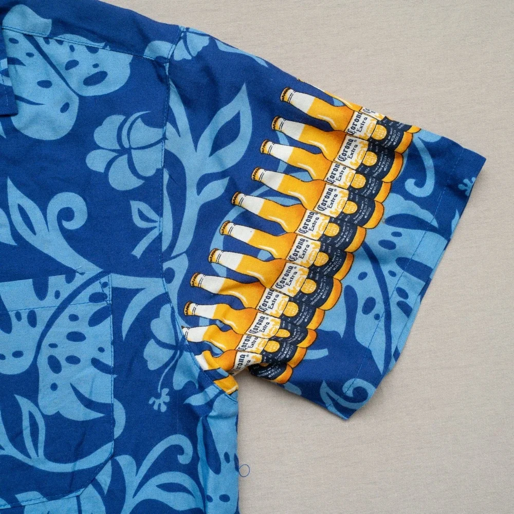 Vintage 2000s Y2k Corona Button Up Rayon Hawaiian Aloha Shirt‎ XL